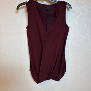 Theory Sleeveless Maroon Draped Top